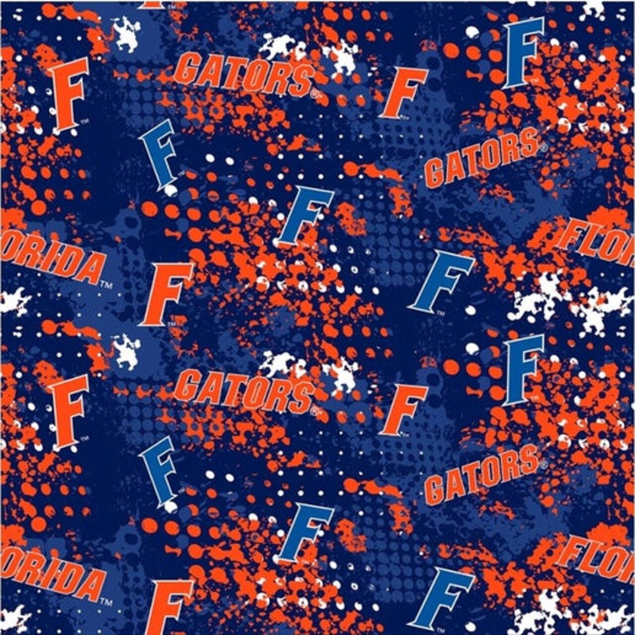 Licensed NCAA University of Florida Splatter FL-835 Cotton Fabric by the Yard